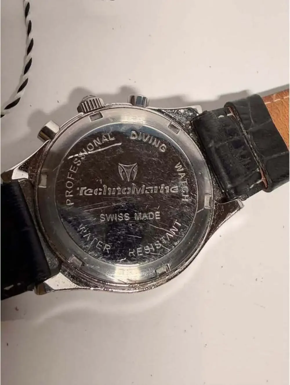 Technomarine Chronograph Crystal-Studded Bezel Watch Runs Fine 36mm